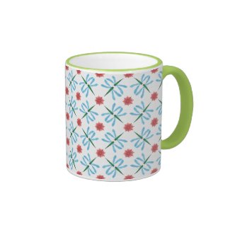 Green and White Water Lilies Ringer Mug