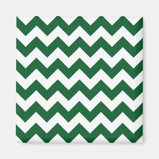 Green and White Zigzag Refrigerator Magnets