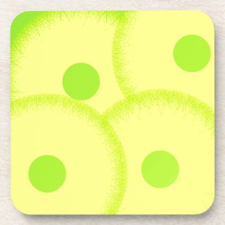 green and yellow abstract art drink coasters