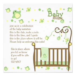 Green and Yellow Baby Crib Custom Announcement