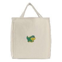 Green and Yellow Baby Dinosaur embroidered bags by silly_strings Green and Yellow Baby Dinosaur embroidered bags