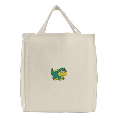 Green and Yellow Baby Dinosaur Bag by silly_strings