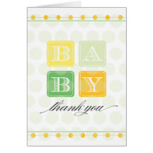 Green and Yellow Blocks Baby Thank You Card