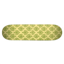Green and Yellow Damask Patterned Skate Deck
