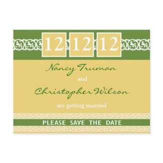 Green And Yellow Save The Date Postcards postcard