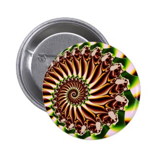 Green and Yellow Spiral Shell Fractal Pin