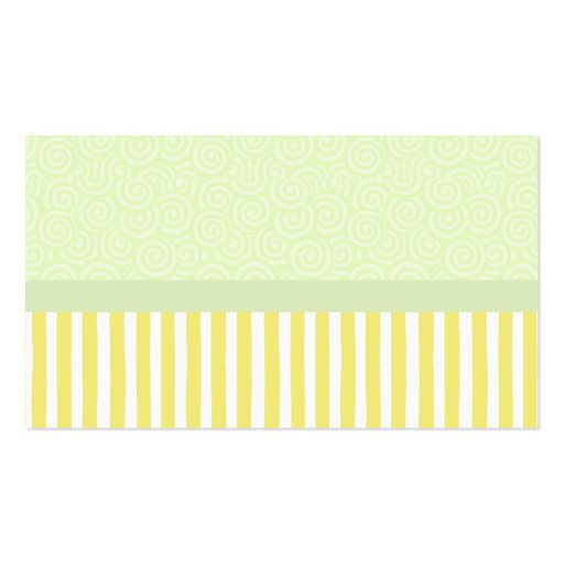 Green and Yellow Swirls and Stripes Business Card Template (back side)