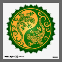 Green and Yellow Yin Yang Geckos wall decals
