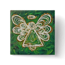 Green Angel Button or Pin