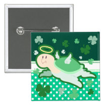 Green Angel Clover Turtle buttons