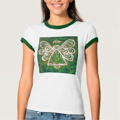 Green Angel T-shirt (Image on Front) by donnabellasangels