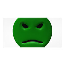 Green Angy Smiley photo cards by SmileyFaceStore Green Angy Smiley photo cards