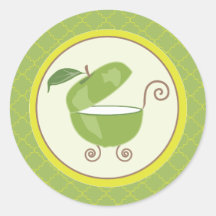 Green Apple Baby Carriage Envelope/Favor Sticker