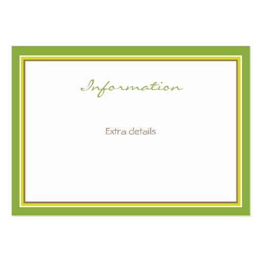 Green Apple Baby Carriage |  Information Card Business Card Template (back side)