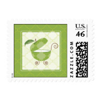 Green Apple Baby Carriage Postage Stamp