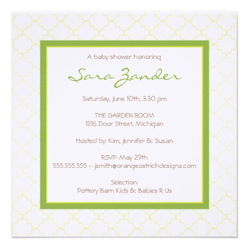 Green Apple Baby Carriage Shower Invitation