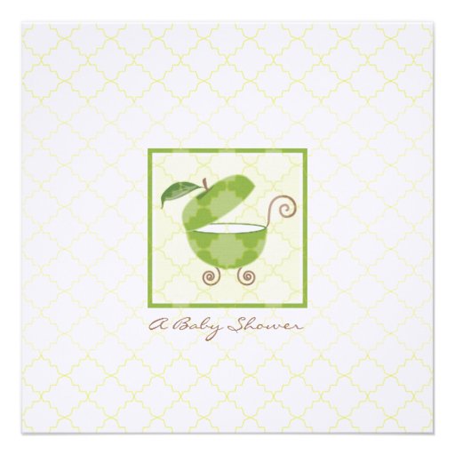 Green Apple Baby Carriage Shower Invitation