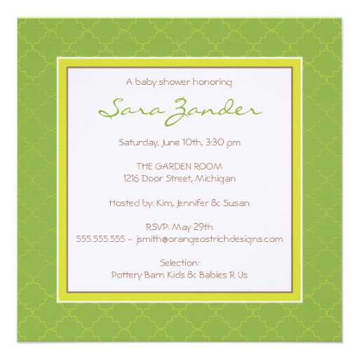 Green Apple Baby Carriage Shower Invitation