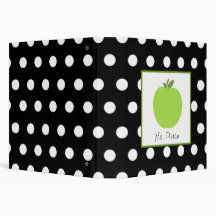 Green Apple / Black with White Polka Dots Binders