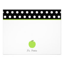 Green Apple / Black With White Polka Dots Invitations