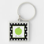 Green Apple / Black With White Polka Dots Keychains