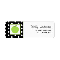 Green Apple / Black With White Polka Dots Custom Return Address Labels
