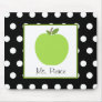 Green Apple / Black With White Polka Dots Mousepads