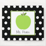 Green Apple / Black With White Polka Dots Mousepads