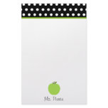 Green Apple / Black With White Polka Dots Stationery