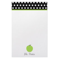 Green Apple / Black With White Polka Dots Stationery