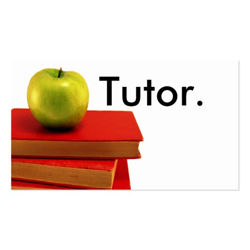 Green Apple & Books Tutor Business Card Template (front side)