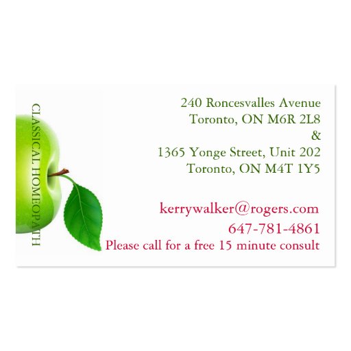 Green Apple Business Card Templates (back side)