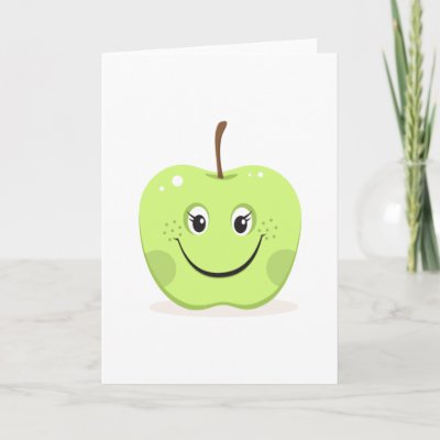 little cartoon girl smiling. little cartoon girl smiling. Green apple cartoon girl