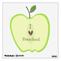 Green Apple Half I Love Preschool Wall Decal