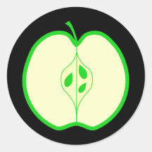 Green Apple Half. Stickers
