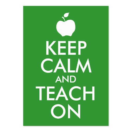 Green Apple Keep Calm and Teach On Business Card (front side)