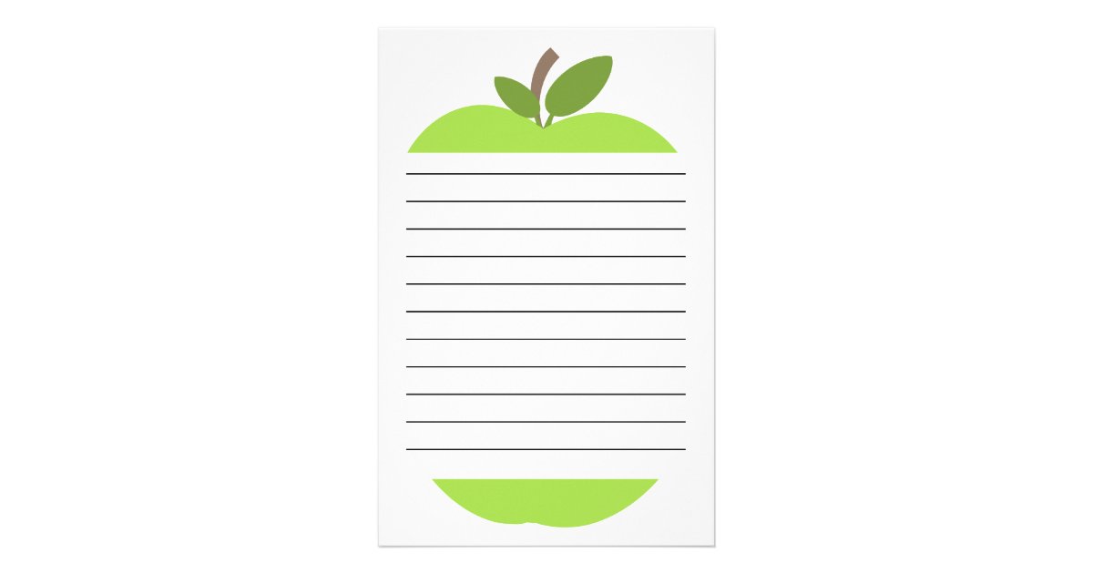 Green Apple Lined Stationery Zazzle