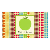 Green Apple Multicolor Polka Dots Teacher business cards