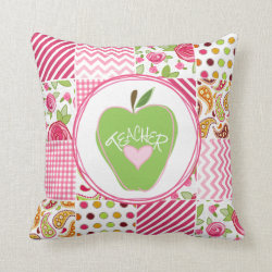 Green Apple & Patchwork Inpsired Teacher Pillow