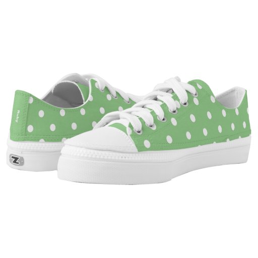 Green Apple Polka Dots Printed Shoes Zazzle