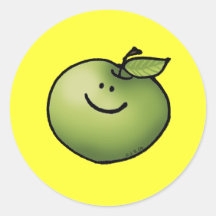 Green apple round sticker