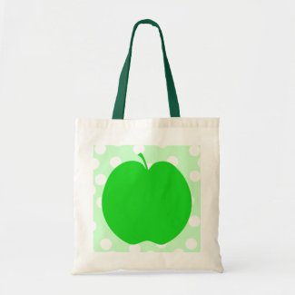 Green Apple. Shape on spotted background. Custom bag