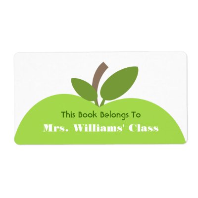 Green Apple Teacher Bookplate For Classroom Personalized Shipping Label