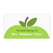 Green Apple Teacher Bookplate For Classroom labels