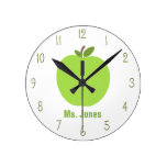 Green Apple Teacher Clock