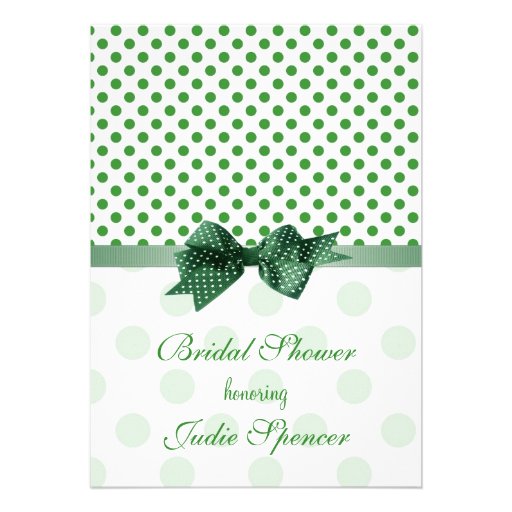 Green apple white polka dot Bridal shower Invite