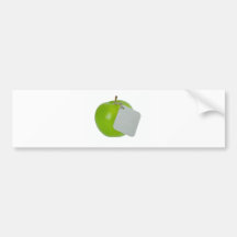 Green apple with metal tag bumper stickers