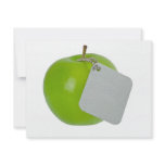 Green apple with metal tag personalized invites