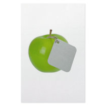 Green apple with metal tag personalized stationery