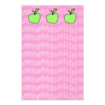 Green Apple with Patterned Background. Custom Stationery